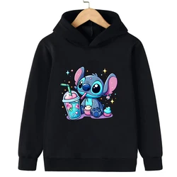 Stitch Children Girl Boy Hoodies Disney Little Monster Kids Pullover Anime Cartoons Casual Clothes Kid Kawaii Tops Sweatshirts