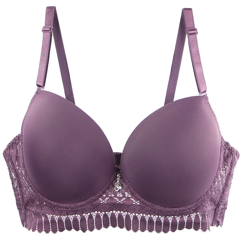 DaiNaFang Sexy French Lace Edge Bow Push Up BHs DE Cup Unterwäsche Rosa Lila Blau Rot Schwarz Plus Size Dessous