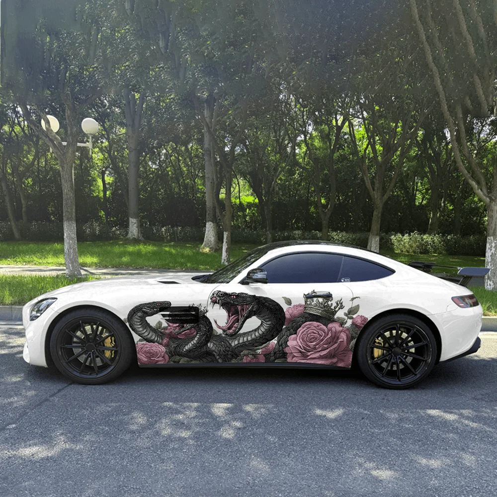 

Snakes Crown Red Rose Car Vinyl Wraps Decal Self-adhesive PVC Sticker Suitable for Trucks SUV Decoration Auto Accessories Gift