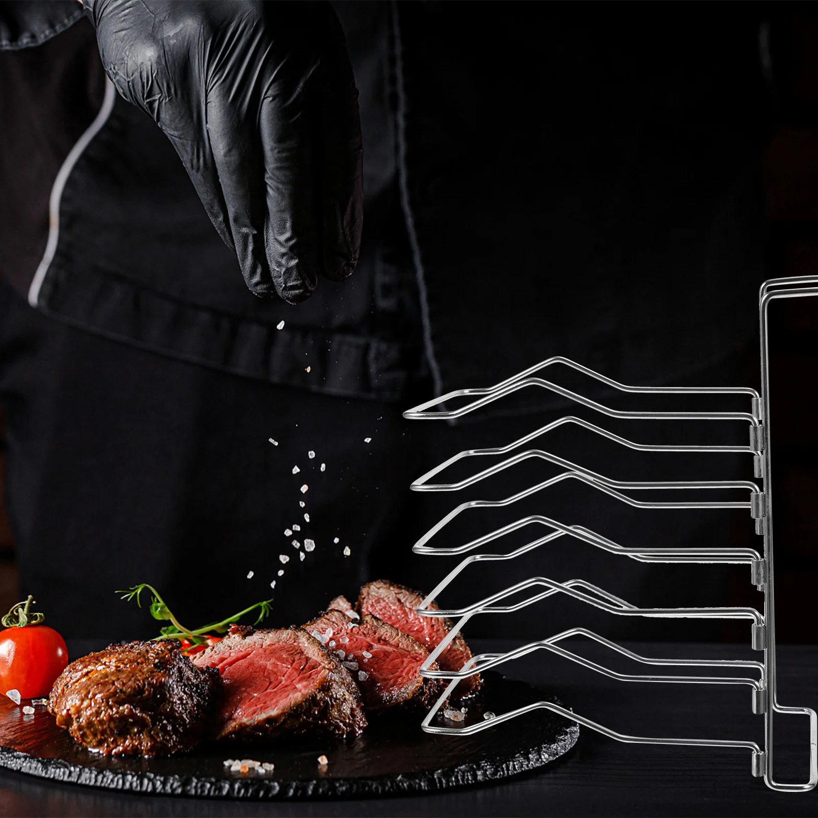 

5 Piece Steak Holder Rack Stainless Steel Heavy Duty Steak Divider for Sous Vide Beef Cooking Sous Vide Rack