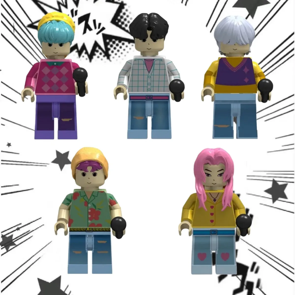 8 SZT. Kpop Demon Hunters Mini Figurki Akcji Klocki Konstrukcyjne Zabawki Dekoracje na Biurko Kolekcja Figurki Zabawki Prezent na Boże Narodzenie