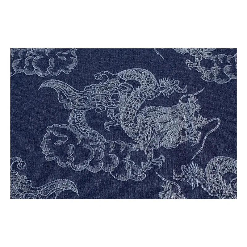 Jacquard Denim Fabric Washed Dragon Texture Chinese Style Jacket Autumn Winter Cloth Diy Apaprel Sewing Fabric Meters Material