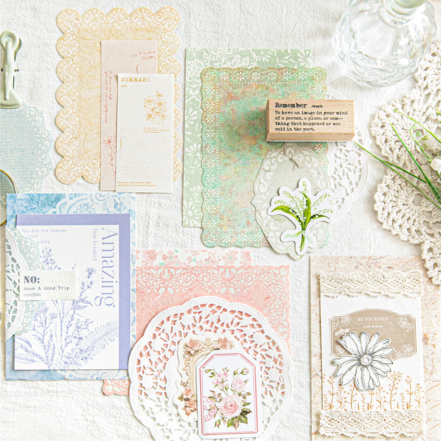 Kit de Papel Floral Artístico Vintage con Diseño de Acuarela, Papel Decorativo Botánico para Manualidades, Collage y Creación de Fondos