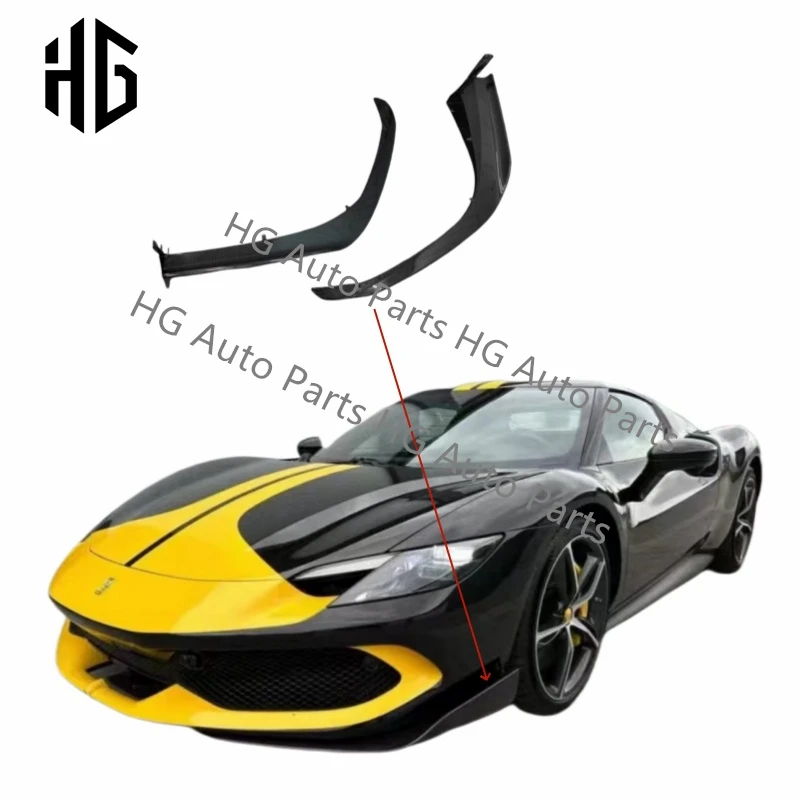 Upgrade to AF Style Racing Car Spiltter Lip Dry Carbon Fiber Front Bumper Canards For 2020 Ferrari 296GTB Auto Accessories