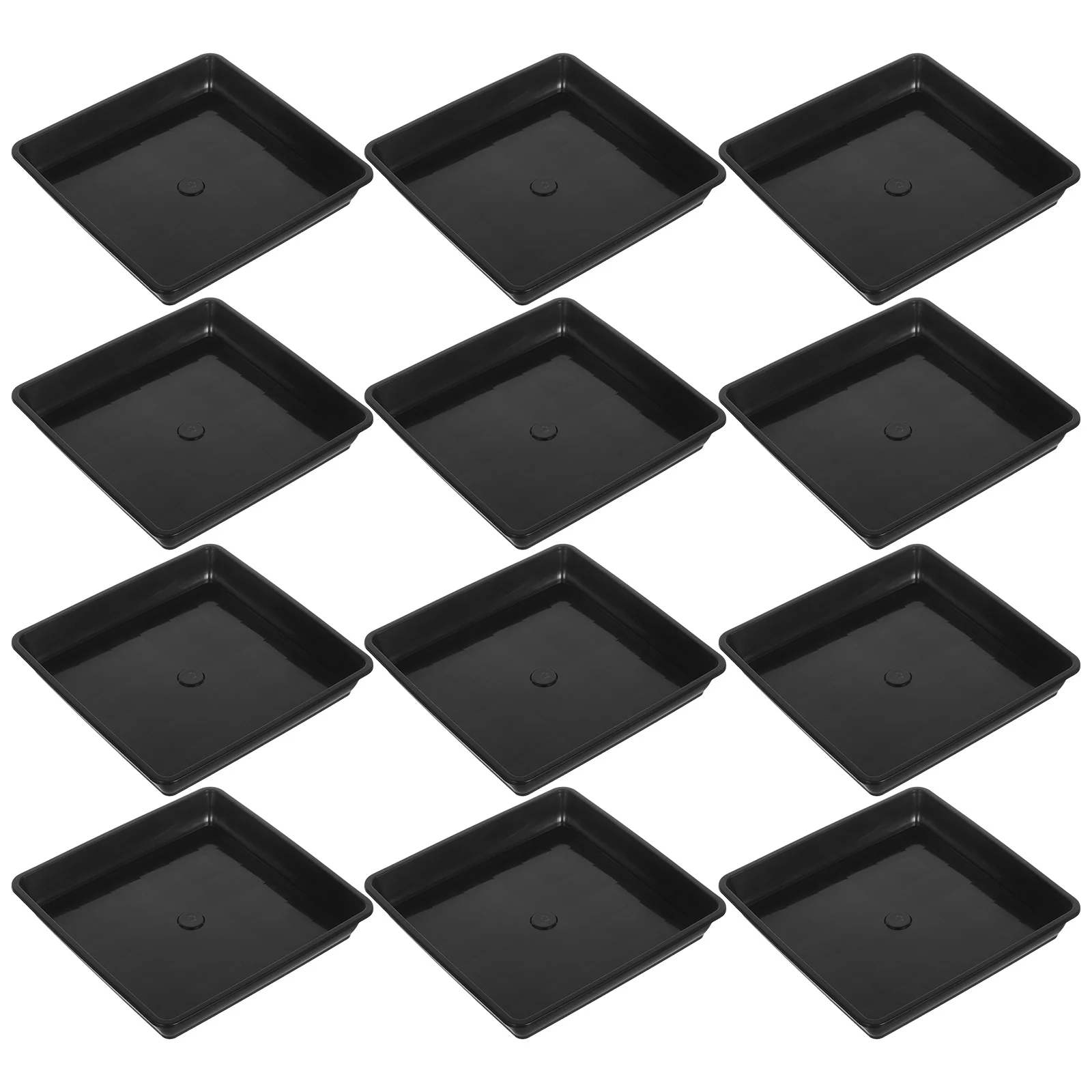 

12Pcs Flower Basin Tray Square Shape Plastic Flowerpot Bottom Trays Leak Proof Gardening Water Tray for Bonsai Planters Potted