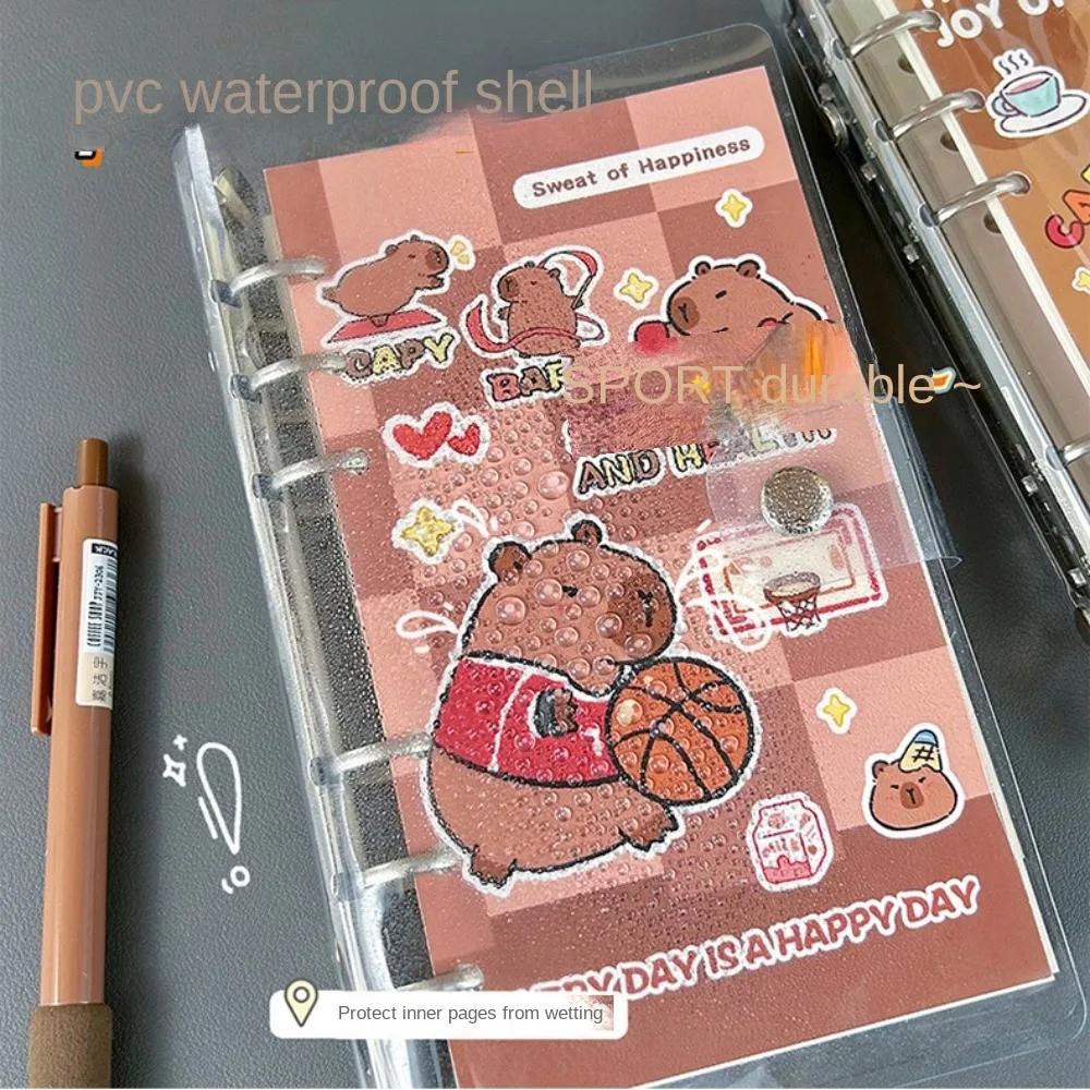 New Paper Capybara Notebook 80 Sheets/160 Pages PVC Shell Diary Transparent Loose Leaf Binding Loose Leaf Ledger