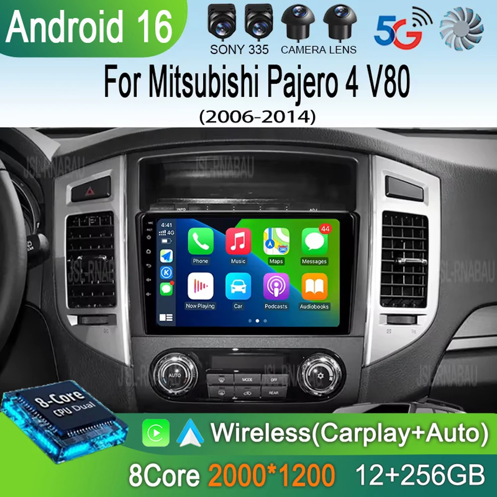 

Автомагнитола Android 16 для Mitsubishi Pajero 4 V80 V90 2006-2014, 4G, мультимедийный видеоплеер, навигация GPS, камера 360°, QLED