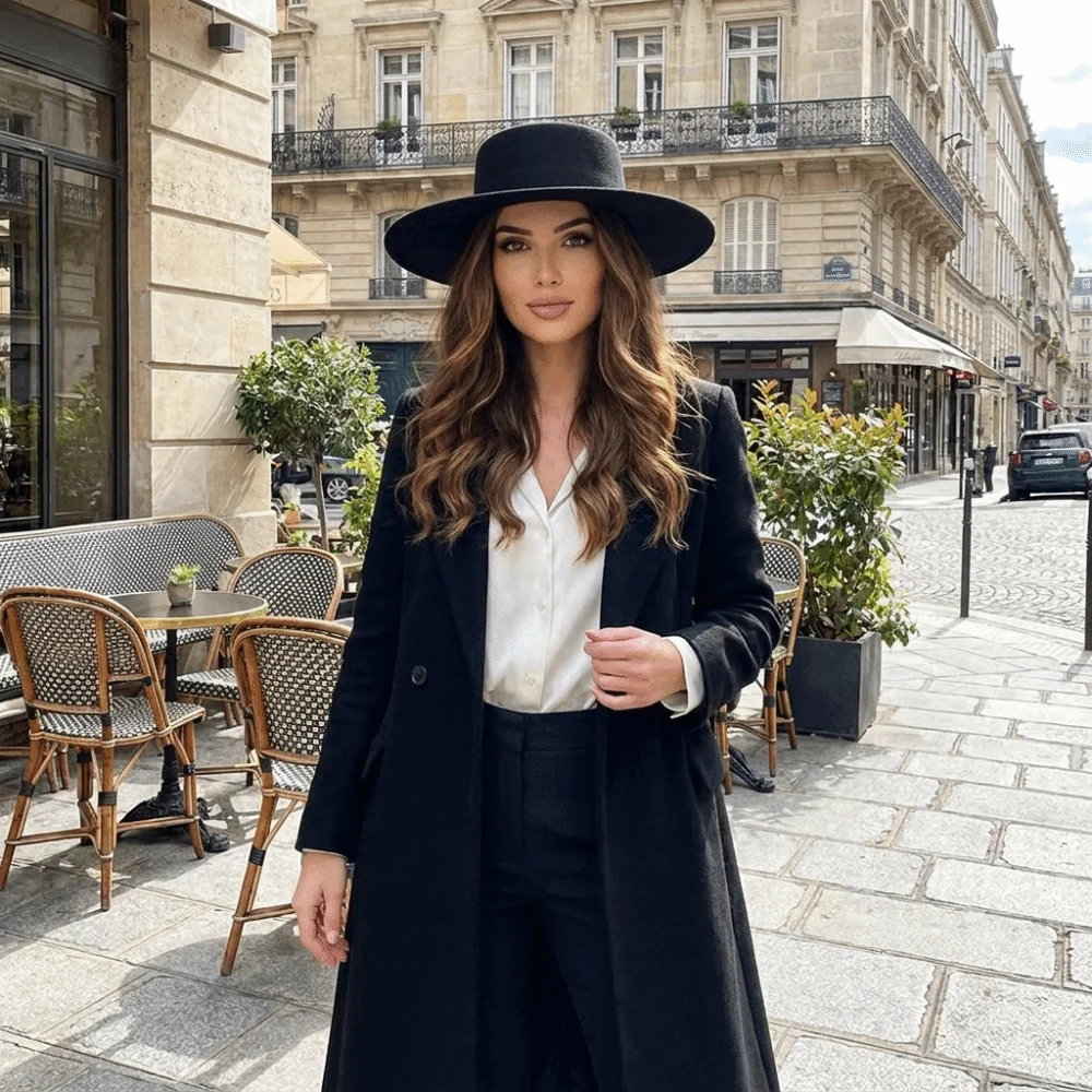 Fashion Solid Color Hepburn Style Bucket Hat British Style Woolen Wide Brim Felt Hat Fedora Hat Flat Top Women Jazz Hat Dinner