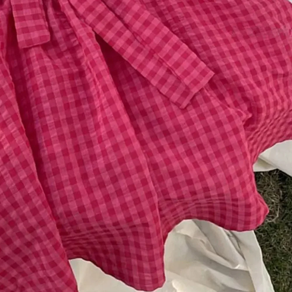 Summer Rose Pink Plaid Bow Dress Elegant Lolita Child Girls Dress Children Dresses Teens Party Princess Sundress Kids Clothes