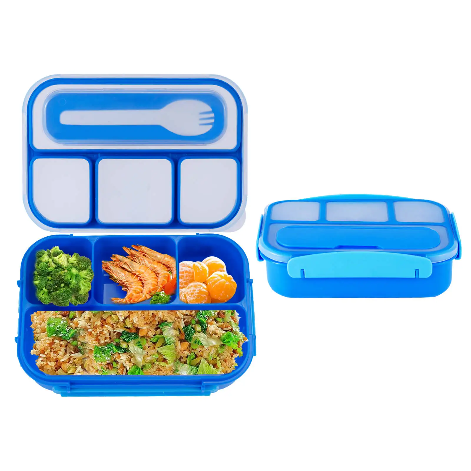 1.3L  Bento Lunch Box with 4 Compartments, Leak-Proof, Microwave Safe