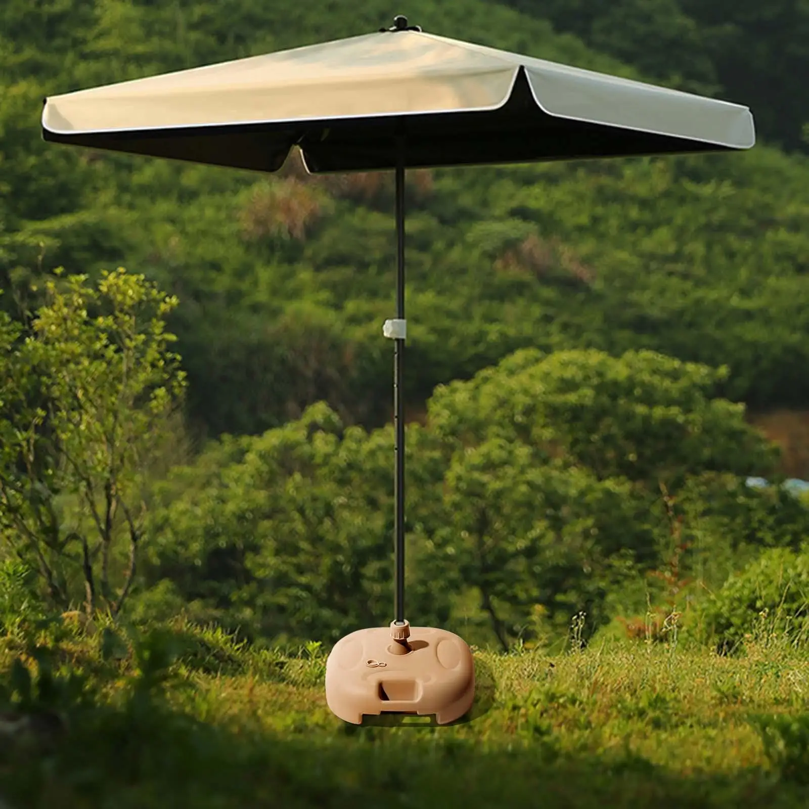 Patio Umbrella Base Pole Holder Heavy Duty Square Water/Sand Filled Parasol Base for Yard Outside Market Garden Deck