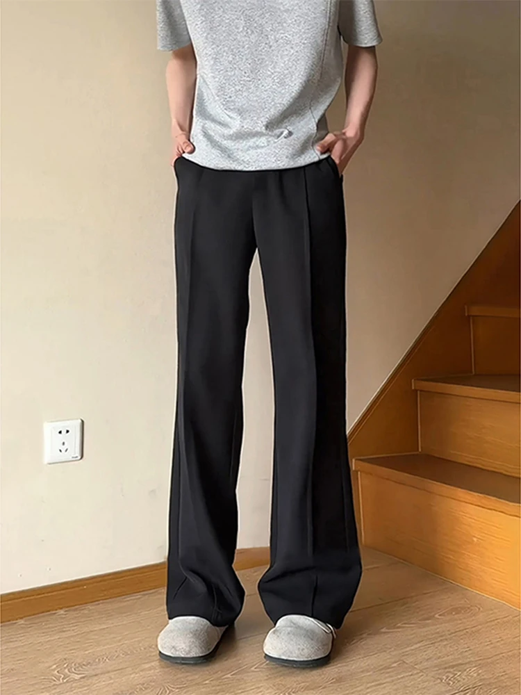 

Мужские брюки Bla с высокой талией, прямые, повседневные, летние, из ледяного шелка, струящиеся, удлиняющие ноги, стройнящие, микро-клеш, костюмные