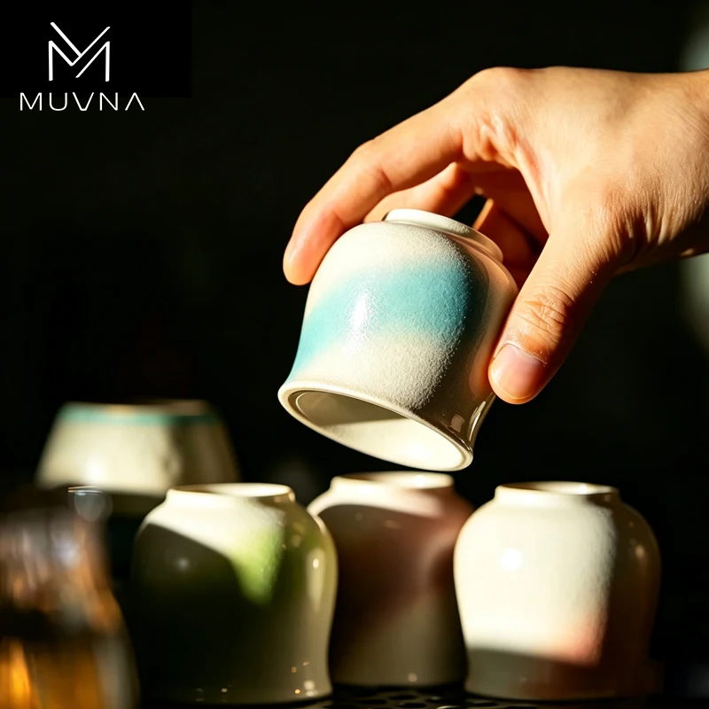 MUVNA 120ml Ceramic Coffee Cups Hand Drip Coffee Aroma Cup Tasting Cup for Espresso Tasting Home Barista Coffee Lovers Gift