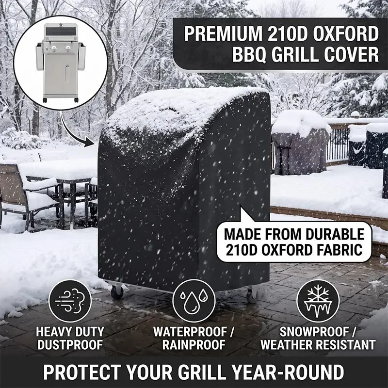 32 Inch Gas Barbecue Stove Cover,210D Rainproof Small BBQ Cover,Folding Side Table Oven Barbecue Grill Cover