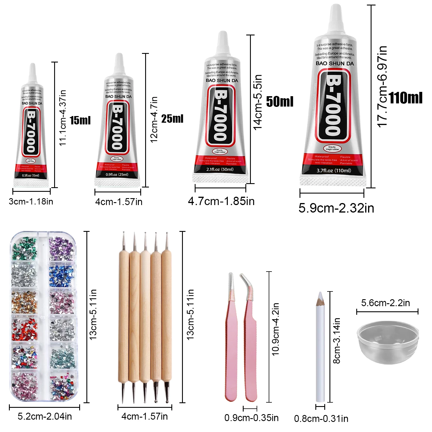 B7000 غراء صناعي متعدد الأغراض شفاف، بما في ذلك مجموعة أدوات DIY مجوهرات من أحجار الراين الحرف اليدوية إصلاح غطاء الهاتف شاشة تعمل باللمس سائل سوبر غراء 15/25/50/110 مل، 1-3 قطع. #6