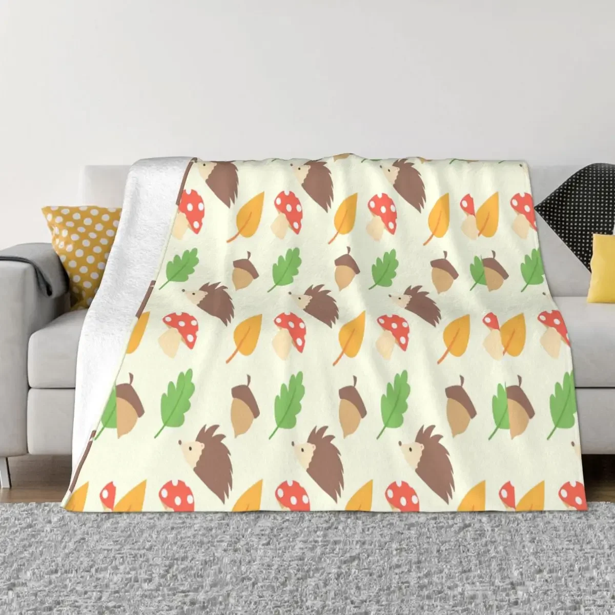 

Cute Hedgehog Plaid Blanket Flannel Autumn/Winter Collage Cartoon Gift Adults Kids Throw Blanket for Home Couch Bedding Throws