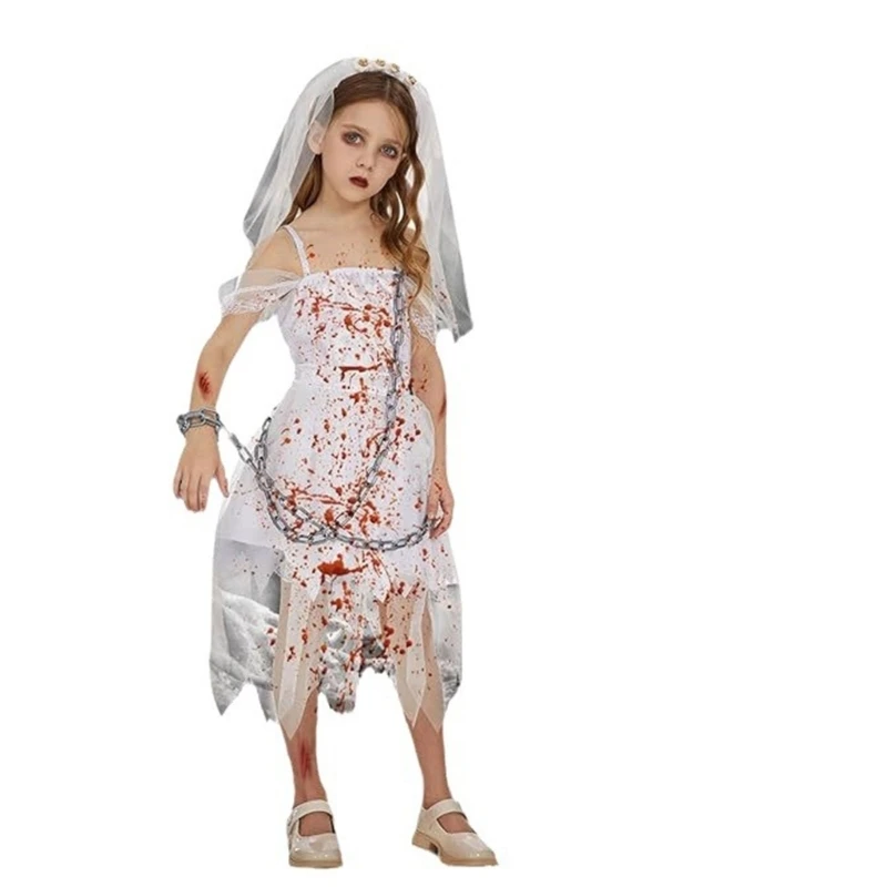 DXAE Spooky Kids Halloween Costume Dress with Pointed Trim and Dark Accent Styling for Parties School Shows and Role Play