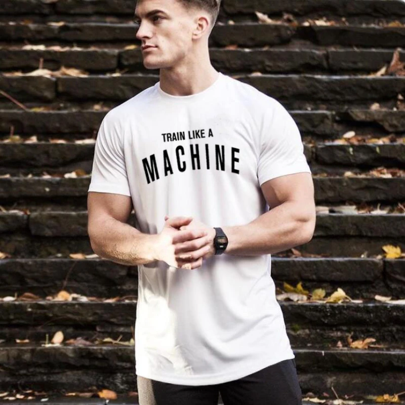 

Mens Slim Fit O-neck T-Shirts Summer Breahtbale Short Sleeve Shirts Gym Fitness Bodybuilding Running Sportswear Casual Clothing