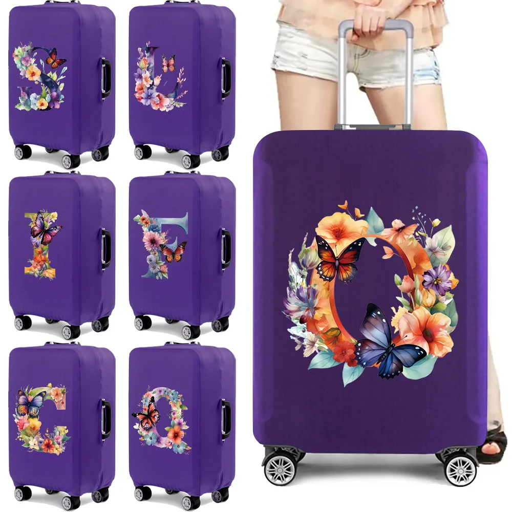 

Luggage Cover Stretch Suitcase Protector Baggage Dust Case Cover Suitable for18-32Inch Travel Organizer Butterfly Letter Pattern