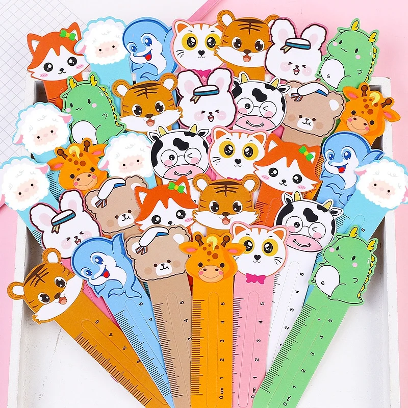 50pcs Cute Cartoon Ruler Bookmark Creative Animal Paper Bookmark Kawaii Student Kid Stationery School Supplies