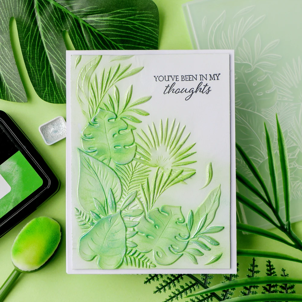 New 3D Embossing Folder Tropic Leaves Corner Pattern Background For Adding Textured Detail To Paper Crafting DIY Project Making