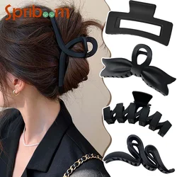 Fermaglio per capelli nero opaco per le donne moda francese elegante fermagli per capelli grandi Clip artiglio per capelli ragazze forcine accessori per capelli coreani