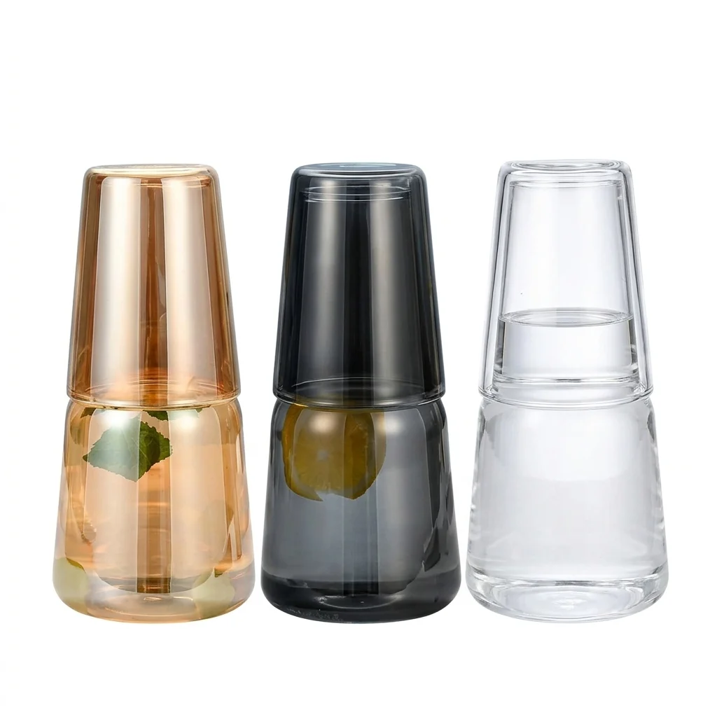 Glass Water Cup with Lid Leak-Proof Student Office Portable Mug Clear/Brown/Grey for Coffee Juice
