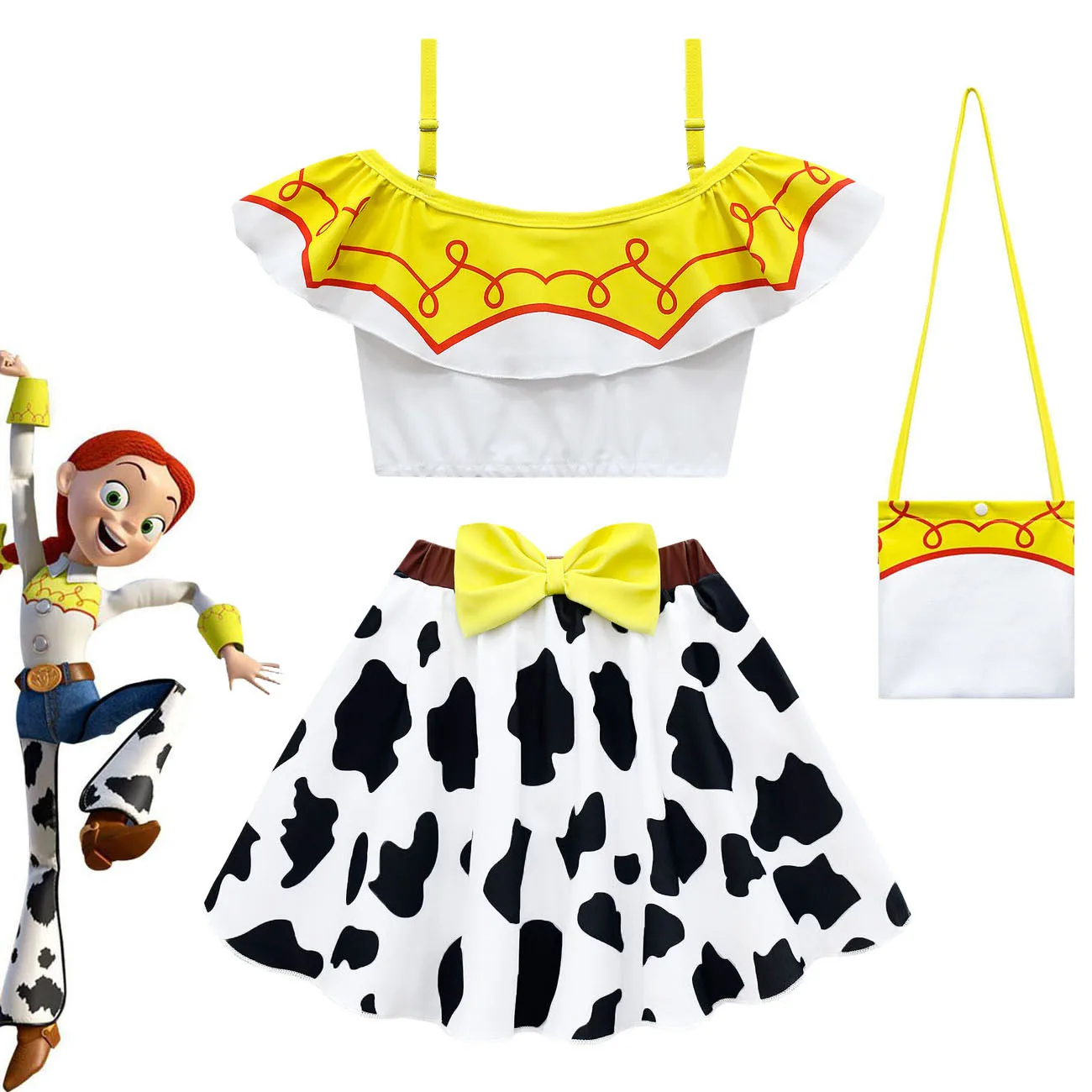 Toy Story Girls One Piece and 2pcs Swimwear Sets Cartoon Print Jessie Beachwear Children Holiday Bathing Suit 2023 Kids Swimsuit