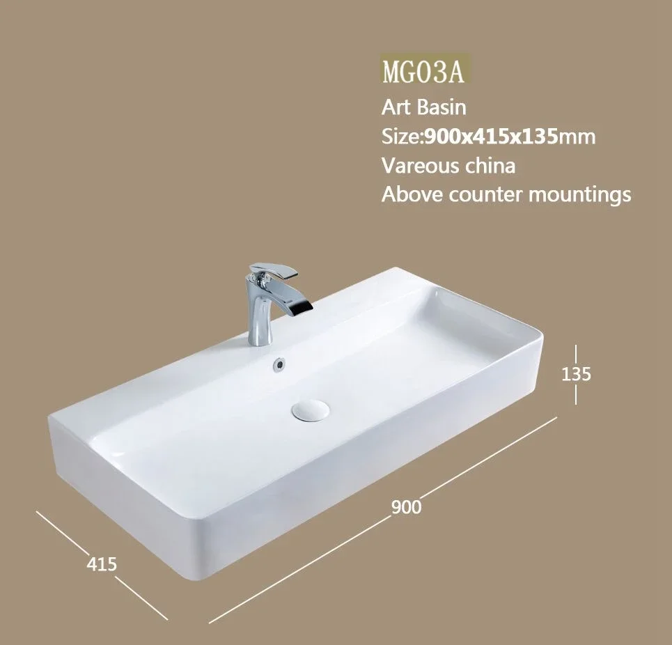 

z american premium bathroom sanitary big size white rectangular over counter basin