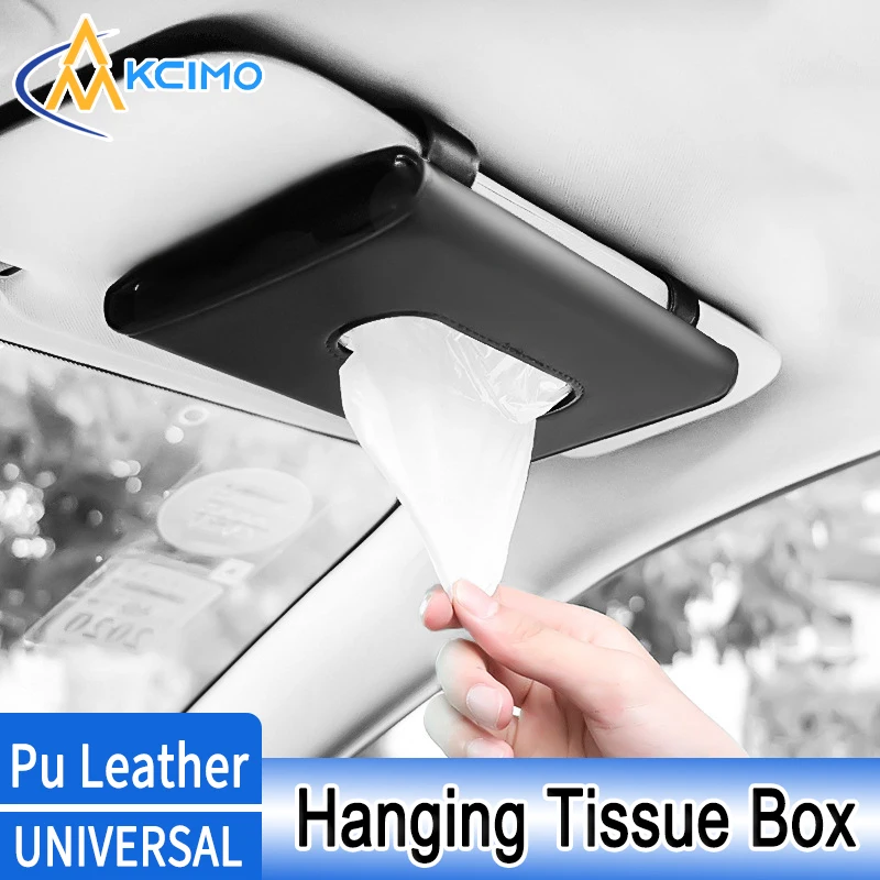 Kcimo PU Leather Car Tissue Box Sun Visor Hanging Holder Auto Interior Storage And Decoration Accessories for Truck