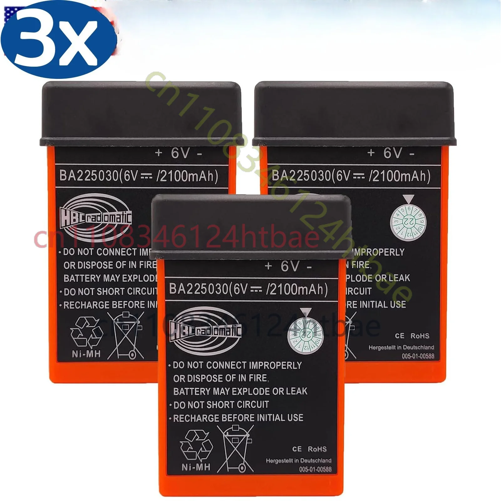 

3X 2100mAh BA225030 6V Ni-Mh Battery For HBC Pump Truck Remote Control Battery