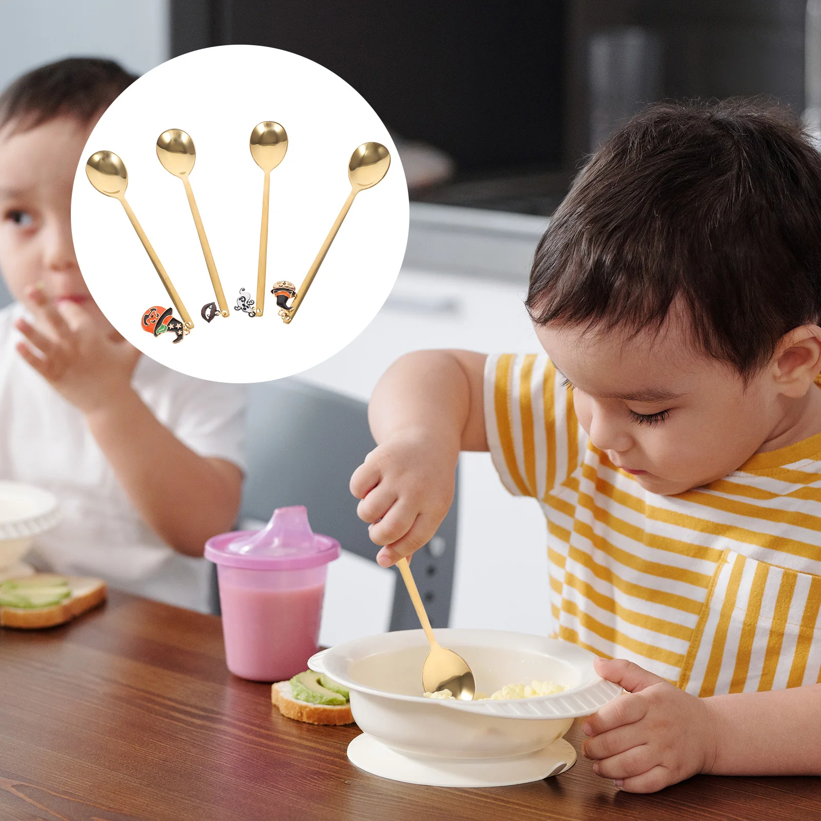 

4 Pcs Stirring for Coffee Pumpkin Spoon Tableware Serving Utensils Spoons Mixing Mini Dessert
