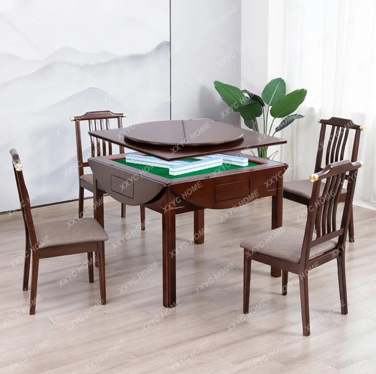 round Table Mahjong Machine Dining Table Dual-Use Automatic Household Mute Electric Solid Wood Dining Table Mahjong Table