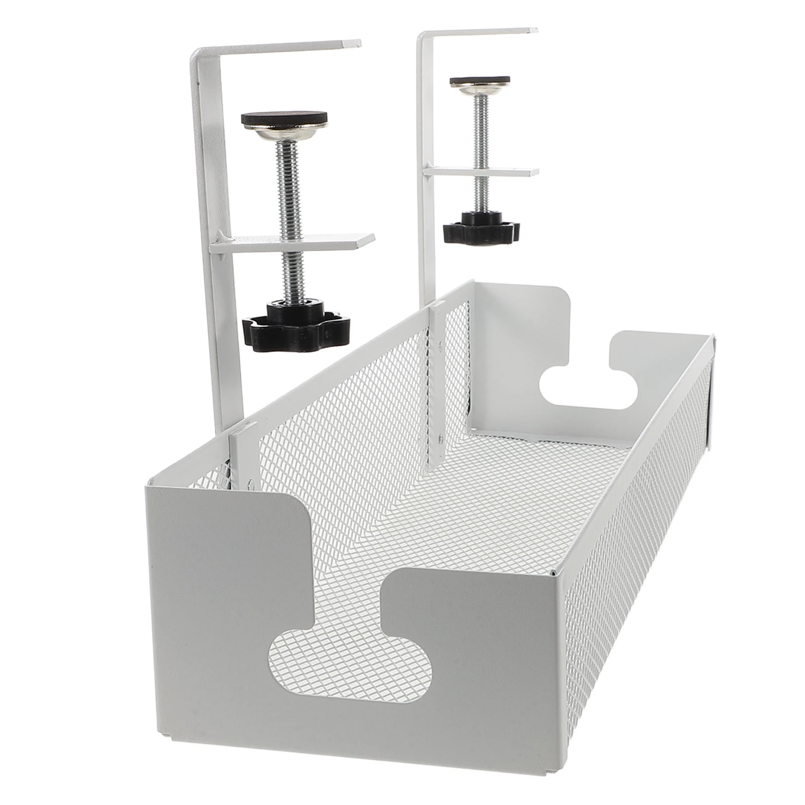 

Under Desk Cable Management Tray White Metal Wire Organizer No Drilling Carbon Steel Cord Managing Bracket For Home Office