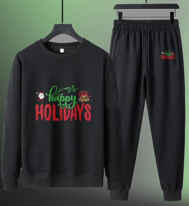 

Мужской комплект, футбольная форма, спортивные мужские костюмы с длинными рукавами, осенний спортивный костюм с принтом Happy Holidays, комплект из 2 предметов