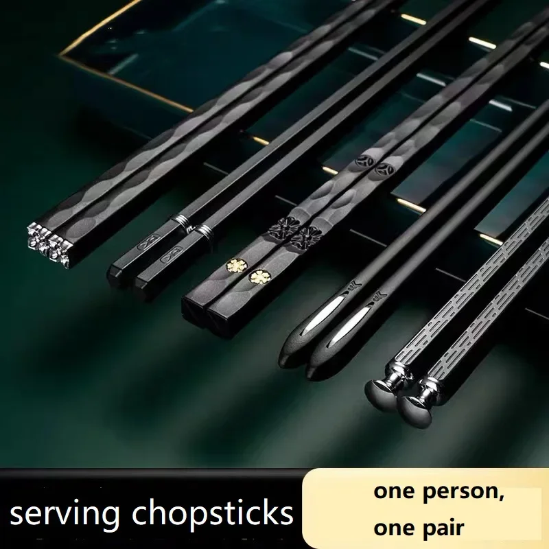 5 Pairs Japanese Chinese chopsticks Sushi Sticks Reusable Metal Korean Chopsticks Set Healthy Alloy Tableware Palillos Chinos