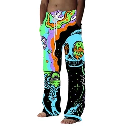 Pantalones de playa para hombre, cintura elástica con cordón, bolsillo frontal, estampado gráfico, monstruo, cómodo, informal, diario, grande y alto