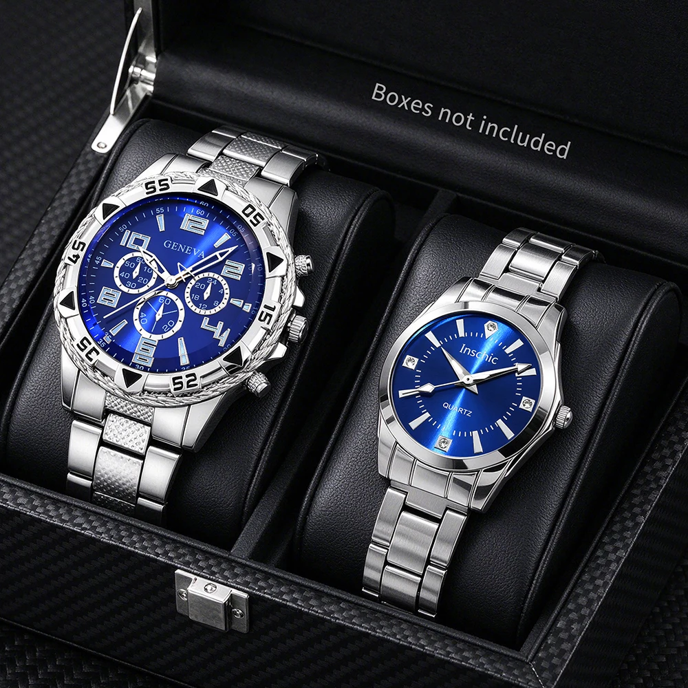 2Pcs Men's Watch Set, Fashion Minimalist,Great Gift For Easter, New Year's Day, Anniversary, Business Party
