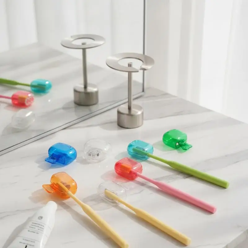 Waterproof Plastic Toothbrush Holder Case Portable Travel Size with Protective Clip Cap for Gym Outdoor Trip