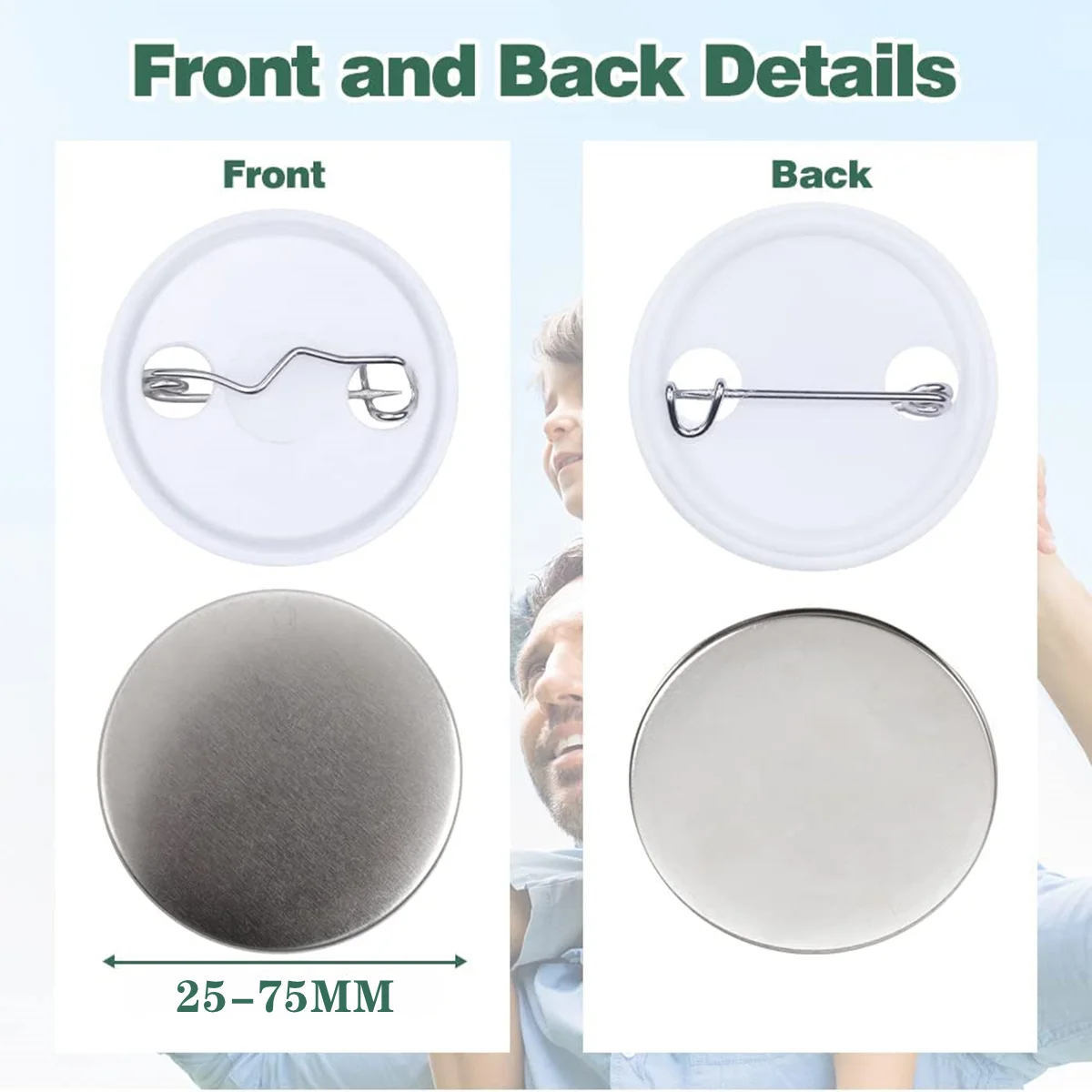 أجزاء صانع زر شارة فارغة ، 25/32/37/44/50/56/58/75 مللي متر لأجزاء مستلزمات آلة صانع الأزرار مجموعة شارات ذاتية الصنع 100/200 قطعة