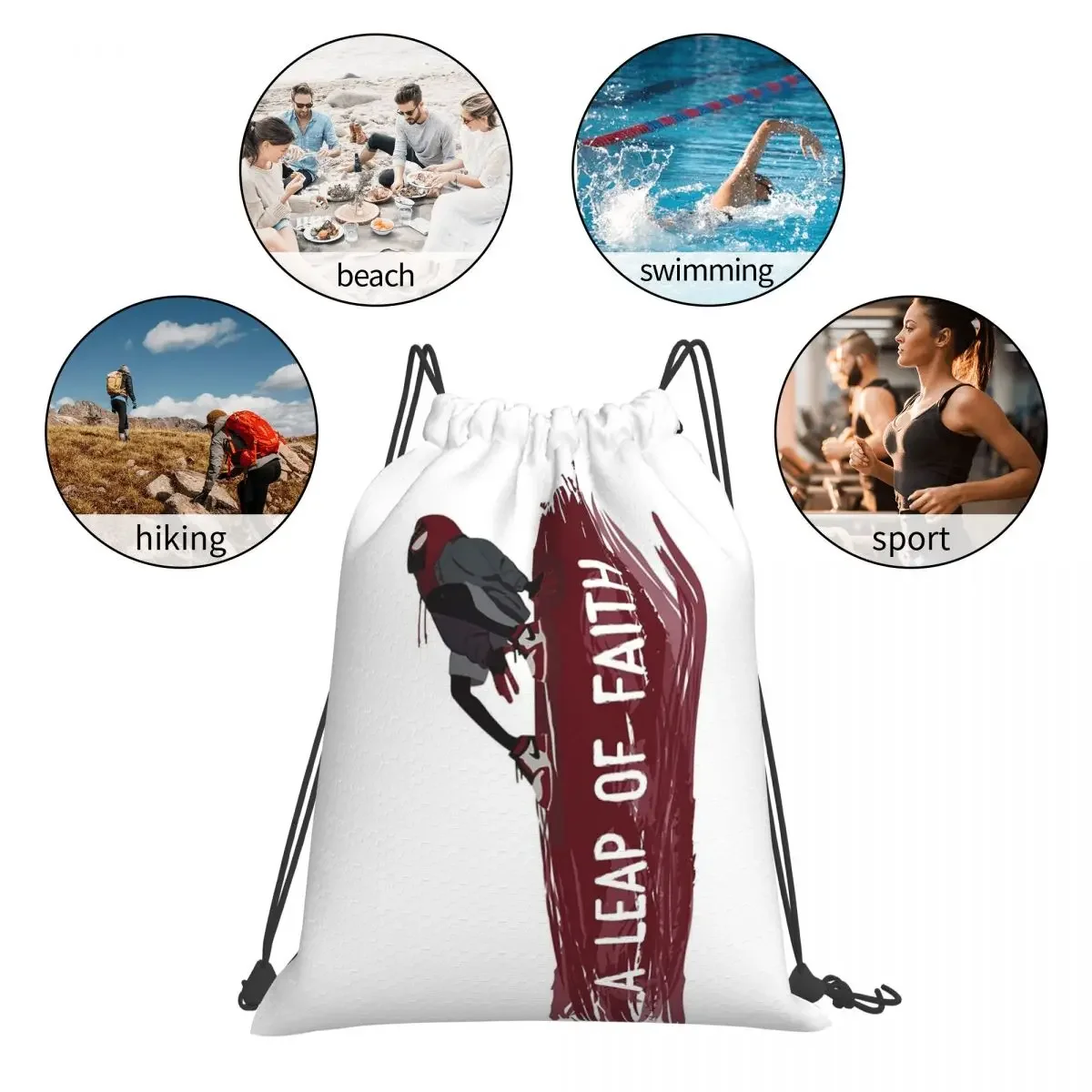 A Leap Of Faith Backpacks Multi-function Portable Drawstring Bags Drawstring Bundle Pocket Sports Bag Book Bag For Travel School