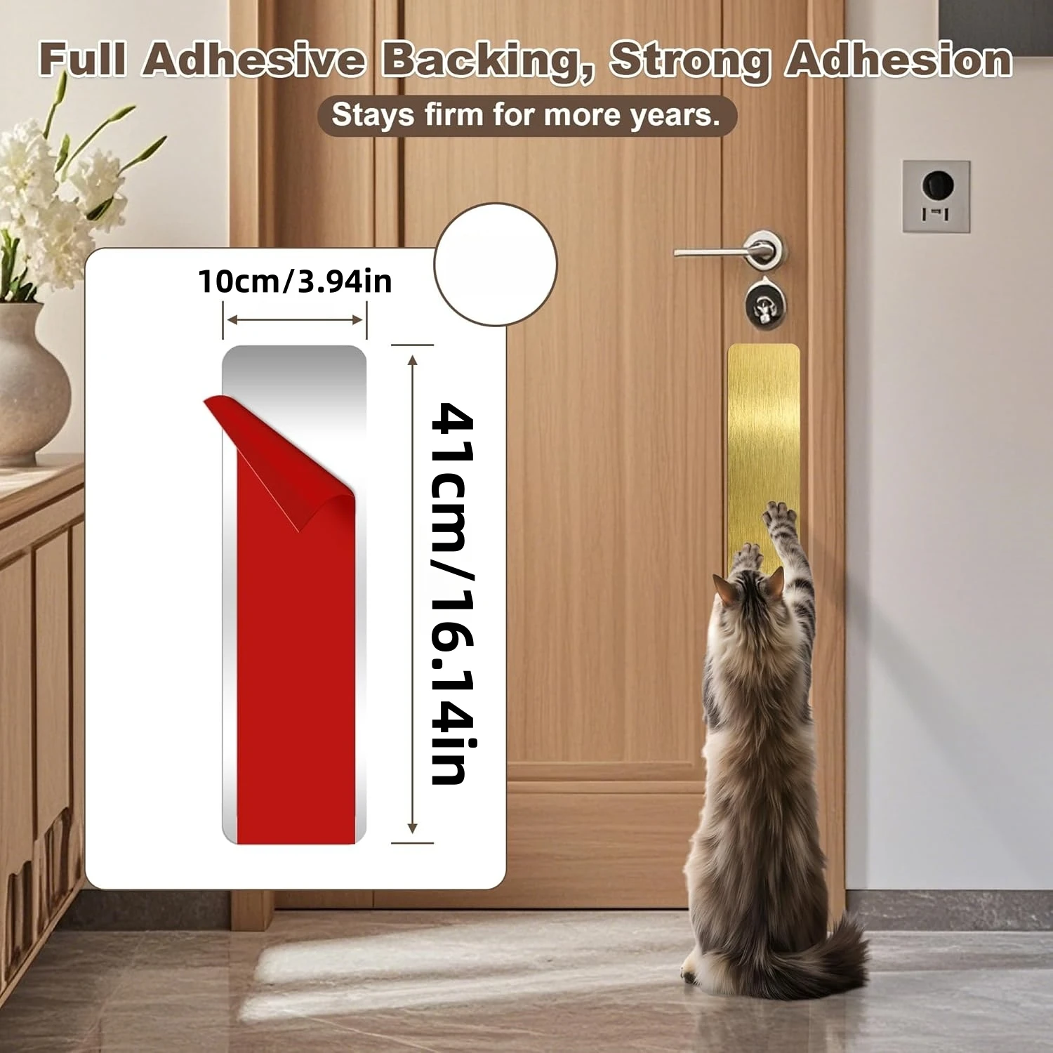 1pc 41X10cm Door Kick Plate,Self-Adhesive Stainless Steel Door Protector Plate, Anti-Scratch Door Guard Cover for Pet Scratching