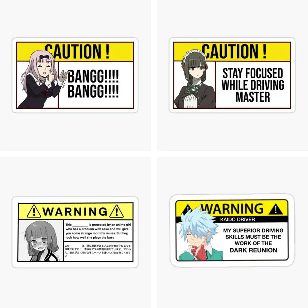 Anime Aesthetic Warning Sticker Car Window Bumpers Die-cut Vinyl Stickers Decorative Accessories