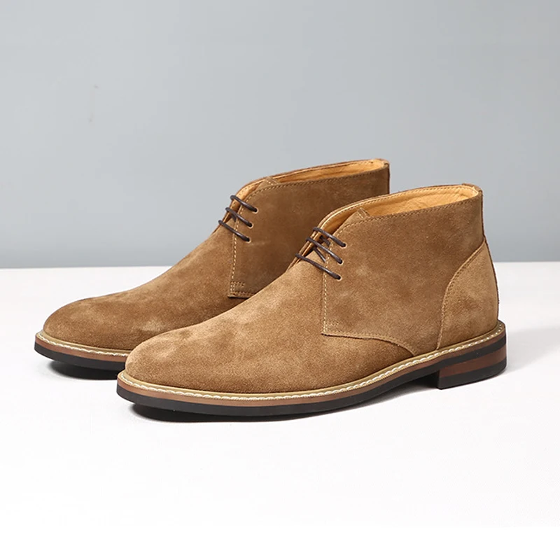 

Briti Sle Boots Men's Faux Suede Matte High Top Casual Motorcycle Desert War Boots Workwear Genuine Leather ort ...