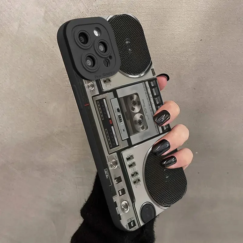 Radio Pattern Matte Silicone Phone Case For iPhone 15 14 13 12 11 Pro Max XS X XR 7 8 Plus SE 2022 Shockproof Soft Bumper Cover image 5