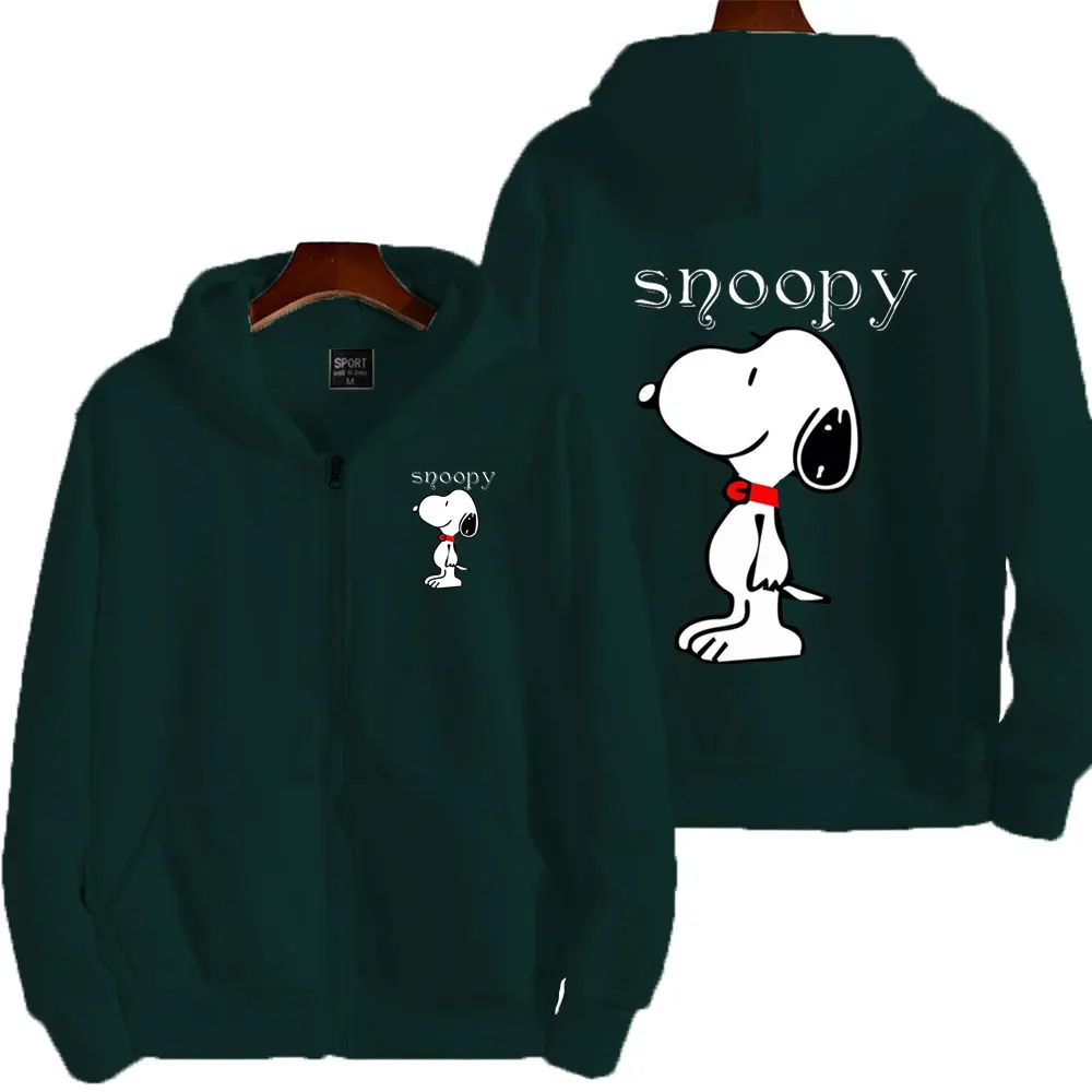 Snoopy Purple Cartoon Anime Men Zip Up Hoodie Spring Autumn Fashion Women Sweatshirt 2024 New Korean Style Couple Jacket Clothes