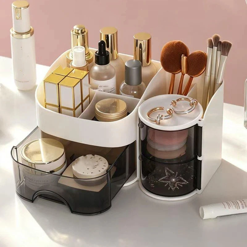 Makeup Organizer With Transparent Drawers Multiple Compartments Perfect For Vanity Storing Cosmetics Brushes Skincare Products