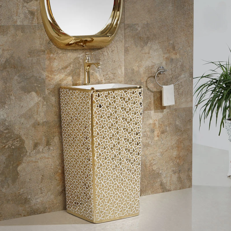 

Золотая встроенная раковина-колонна, умывальник в европейском стиле, напольный умывальник, унитаз