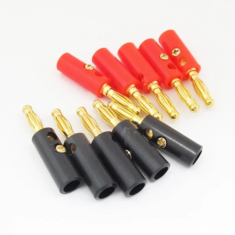 10 Pcs 4mm Audio Speaker Screw Banana Gold Plate Plugs Connectors Audio Speaker Wire Cable Screw Banana Lantern Plug