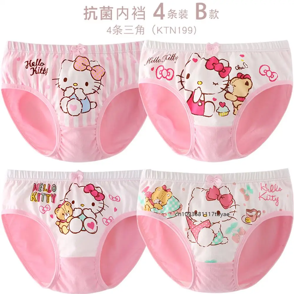 Cartoon Girls Underwear Hello Kittys Anime Kids Sanrios Kawaii High-Quality Cotton Children Panties Shorts Underpants Student